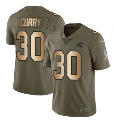 Youth Nike Carolina Panthers #30 Stephen Curry Limited Olive/Gold 2017 Salute to Service NFL Jersey