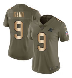 Women's Nike Carolina Panthers #9 Graham Gano Limited Olive/Gold 2017 Salute to Service NFL Jersey