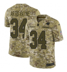 Men's Nike Carolina Panthers #34 Cameron Artis-Payne Limited Camo 2018 Salute to Service NFL Jersey