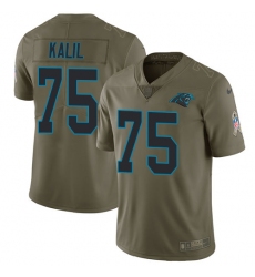 Men's Nike Carolina Panthers #75 Matt Kalil Limited Olive 2017 Salute to Service NFL Jersey