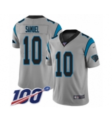 Men's Carolina Panthers #10 Curtis Samuel Silver Inverted Legend Limited 100th Season Football Jersey