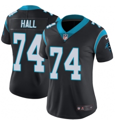 Women's Nike Carolina Panthers #74 Daeshon Hall Black Team Color Vapor Untouchable Limited Player NFL Jersey