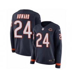 Women's Nike Chicago Bears #24 Jordan Howard Limited Navy Blue Therma Long Sleeve NFL Jersey