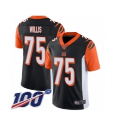 Men's Cincinnati Bengals #75 Jordan Willis Black Team Color Vapor Untouchable Limited Player 100th Season Football Jersey