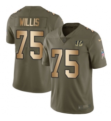 Men's Nike Cincinnati Bengals #75 Jordan Willis Limited Olive/Gold 2017 Salute to Service NFL Jersey