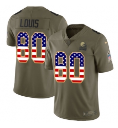 Youth Nike Cleveland Browns #80 Ricardo Louis Limited Olive/USA Flag 2017 Salute to Service NFL Jersey