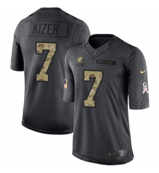 Men's Nike Cleveland Browns #7 DeShone Kizer Limited Black 2016 Salute to Service NFL Jersey