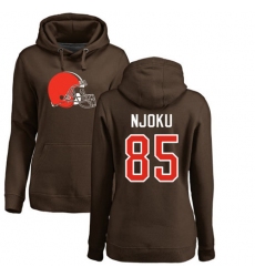 NFL Women's Nike Cleveland Browns #85 David Njoku Brown Name & Number Logo Pullover Hoodie