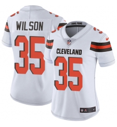 Women's Nike Cleveland Browns #35 Howard Wilson White Vapor Untouchable Limited Player NFL Jersey