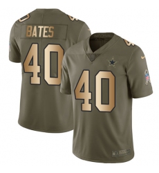 Men's Nike Dallas Cowboys #40 Bill Bates Limited Olive/Gold 2017 Salute to Service NFL Jersey