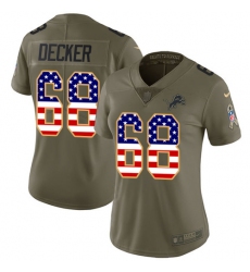 Women's Nike Detroit Lions #68 Taylor Decker Limited Olive/USA Flag Salute to Service NFL Jersey