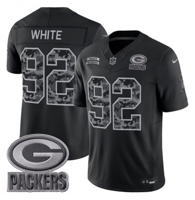 Men's Green Bay Packers #92 Reggie White Black 2026 F.U.S.E. Salute to Service Limited Football Stitched Jersey