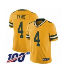 Youth Green Bay Packers #4 Brett Favre Limited Gold Rush Vapor Untouchable 100th Season Football Jersey
