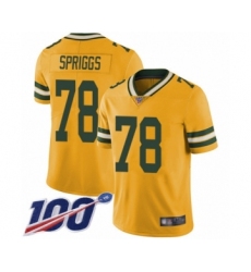 Men's Green Bay Packers #78 Jason Spriggs Limited Gold Rush Vapor Untouchable 100th Season Football Jersey