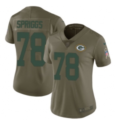 Women's Nike Green Bay Packers #78 Jason Spriggs Limited Olive 2017 Salute to Service NFL Jersey