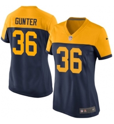 Women's Nike Green Bay Packers #36 LaDarius Gunter Limited Navy Blue Alternate NFL Jersey