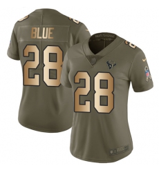 Women's Nike Houston Texans #28 Alfred Blue Limited Olive/Gold 2017 Salute to Service NFL Jersey