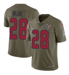 Youth Nike Houston Texans #28 Alfred Blue Limited Olive 2017 Salute to Service NFL Jersey