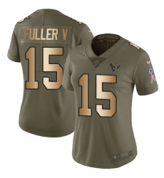 Women's Nike Houston Texans #15 Will Fuller V Limited Olive/Gold 2017 Salute to Service NFL Jersey