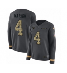 Women's Nike Houston Texans #4 Deshaun Watson Limited Black Salute to Service Therma Long Sleeve NFL Jersey