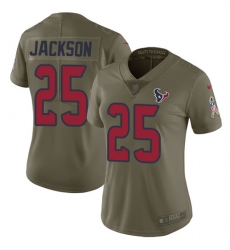 Women's Nike Houston Texans #25 Kareem Jackson Limited Olive 2017 Salute to Service NFL Jersey