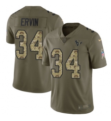 Men's Nike Houston Texans #34 Tyler Ervin Limited Olive/Camo 2017 Salute to Service NFL Jersey