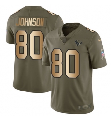 Youth Nike Houston Texans #80 Andre Johnson Limited Olive/Gold 2017 Salute to Service NFL Jersey