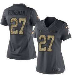 Women's Nike Houston Texans #27 D'Onta Foreman Limited Black 2016 Salute to Service NFL Jersey
