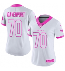 Women's Nike Houston Texans #70 Julien Davenport Limited White/Pink Rush Fashion NFL Jersey