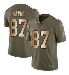Youth Nike Indianapolis Colts #87 Reggie Wayne Limited Olive/Gold 2017 Salute to Service NFL Jersey