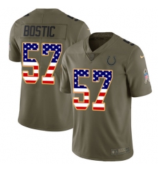 Men's Nike Indianapolis Colts #57 Jon Bostic Limited Olive/USA Flag 2017 Salute to Service NFL Jersey