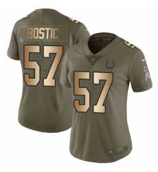 Women's Nike Indianapolis Colts #57 Jon Bostic Limited Olive/Gold 2017 Salute to Service NFL Jersey