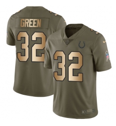 Youth Nike Indianapolis Colts #32 T.J. Green Limited Olive/Gold 2017 Salute to Service NFL Jersey