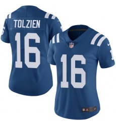 Women's Nike Indianapolis Colts #16 Scott Tolzien Royal Blue Team Color Vapor Untouchable Limited Player NFL Jersey