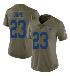 Women's Nike Indianapolis Colts #23 Frank Gore Limited Olive 2017 Salute to Service NFL Jersey