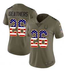 Women's Nike Indianapolis Colts #26 Clayton Geathers Limited Olive/USA Flag 2017 Salute to Service NFL Jersey
