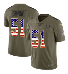 Youth Nike Indianapolis Colts #51 John Simon Limited Olive/USA Flag 2017 Salute to Service NFL Jersey