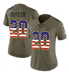 Women's Nike Indianapolis Colts #20 Darius Butler Limited Olive/USA Flag 2017 Salute to Service NFL Jersey