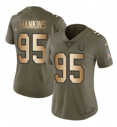 Women's Nike Indianapolis Colts #95 Johnathan Hankins Limited Olive/Gold 2017 Salute to Service NFL Jersey
