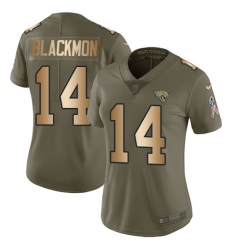 Women's Nike Jacksonville Jaguars #14 Justin Blackmon Limited Olive/Gold 2017 Salute to Service NFL Jersey