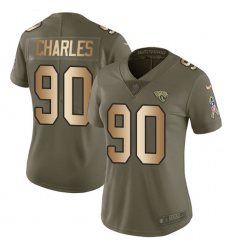 Women's Nike Jacksonville Jaguars #90 Stefan Charles Limited Olive/Gold 2017 Salute to Service NFL Jersey