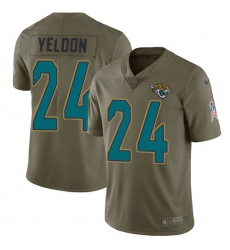 Men's Nike Jacksonville Jaguars #24 T.J. Yeldon Limited Olive 2017 Salute to Service NFL Jersey
