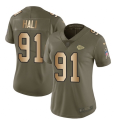 Women's Nike Kansas City Chiefs #91 Tamba Hali Limited Olive/Gold 2017 Salute to Service NFL Jersey