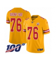 Men's Kansas City Chiefs #76 Laurent Duvernay-Tardif Limited Gold Inverted Legend 100th Season Football Jersey