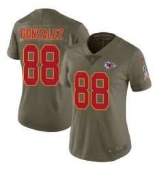 Women's Nike Kansas City Chiefs #88 Tony Gonzalez Limited Olive 2017 Salute to Service NFL Jersey