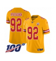 Youth Kansas City Chiefs #92 Tanoh Kpassagnon Limited Gold Inverted Legend 100th Season Football Jersey